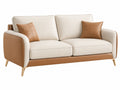 2-zitsbank 165 x 85 x 88 cm kunstleren bekleding beige/cognac moderne woonkamerbank