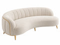 Bank 220 x 90 x 78 cm - crème bouclé stof met gouden metalen poten - gebogen zitbank