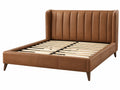 Bedframe 160 x 200 cm bruin lederlook - gestoffeerd met lattenbodem