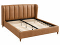 Bedframe 160 x 200 cm kunstleer cognac - gestoffeerd hoofdbord met lattenbodem