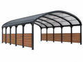 Carport 600 x 300 x 280 cm zwart met transparant dak en houten zijpanelen