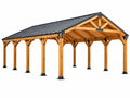 Houten carport 600 x 500 x 300 cm - naturel hout zwart metalen dak - vrijstaande overkapping