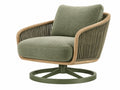 Draaibare fauteuil 86 x 82 x 82 cm groen met hout en gevlochten touw