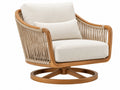 Draaifauteuil 80 x 78 x 82 cm hout beige met gevlochten touw - draaibare loungestoel