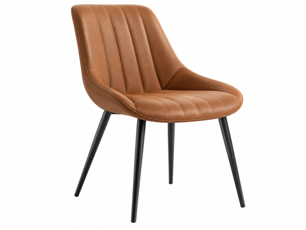 Eetkamerstoel 58 x 61 x 84 cm bruin kunstleer met zwart metalen poten