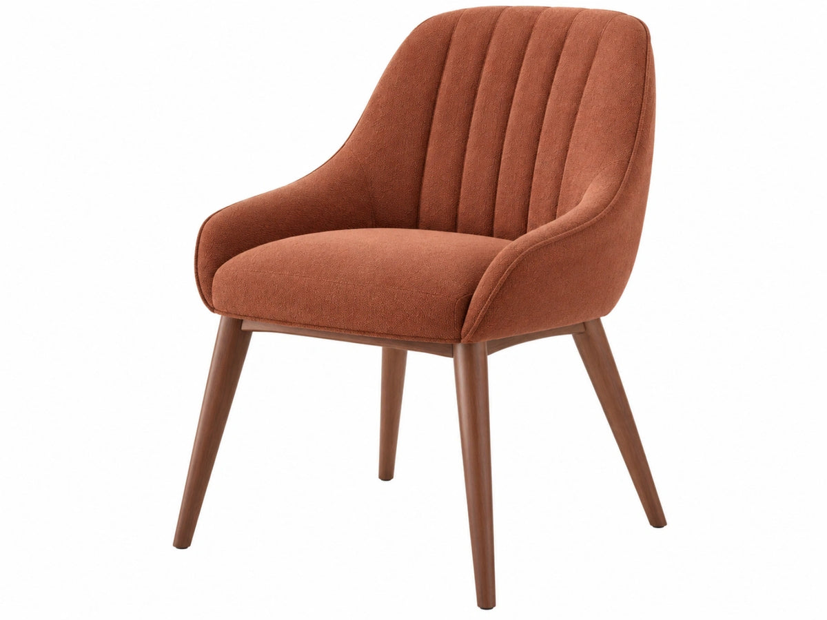 Gestoffeerde eetkamerstoel 58 x 63 x 86 cm terracotta stof houten poten modern