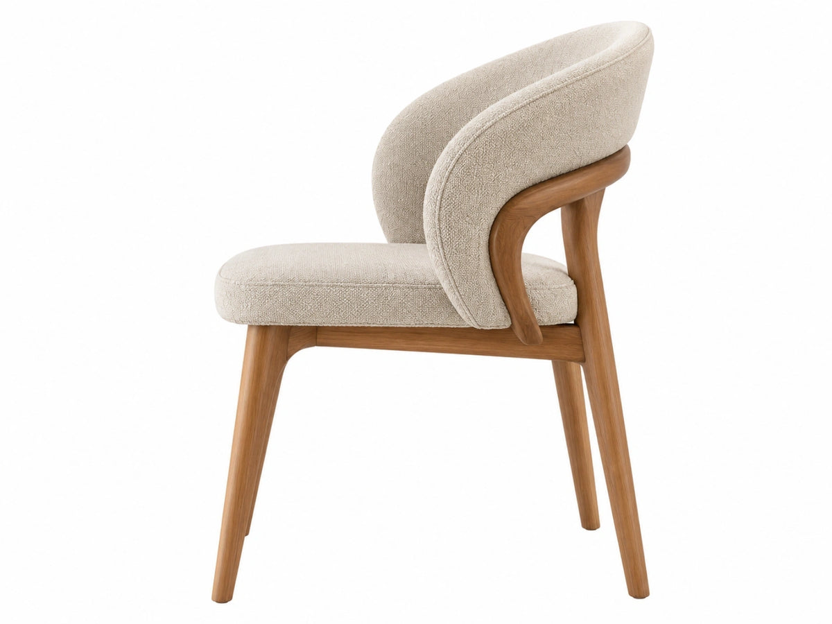 Eetkamerstoel 58 x 57 x 78 cm bouclé stof crème hout modern