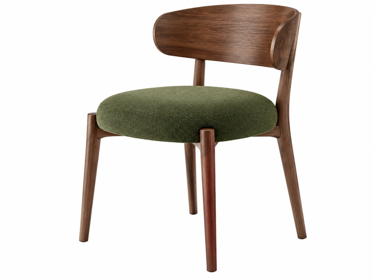Eetkamerstoel 50 x 55 x 78 cm hout groen gestoffeerd retro